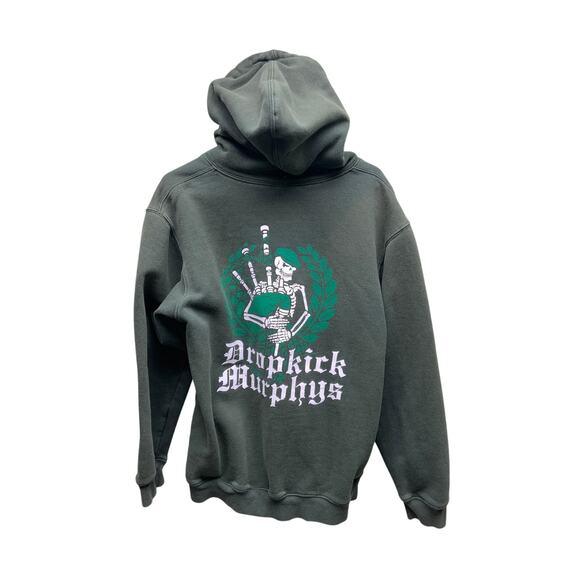 Dropkick Murphys Green Skeleton Bagpipe Zip Front Hoodie Size M Made in USA - Picture 4 of 8